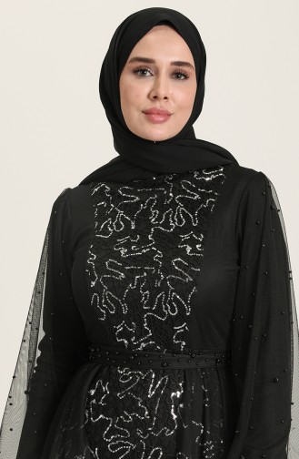 فساتين سهرة بتصميم اسلامي أسود 5632-08