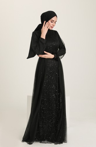 فساتين سهرة بتصميم اسلامي أسود 5632-09