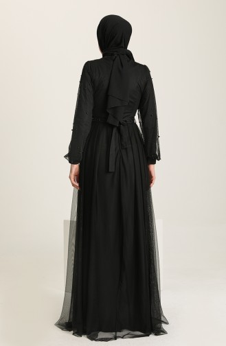 Black Hijab Evening Dress 5632-09