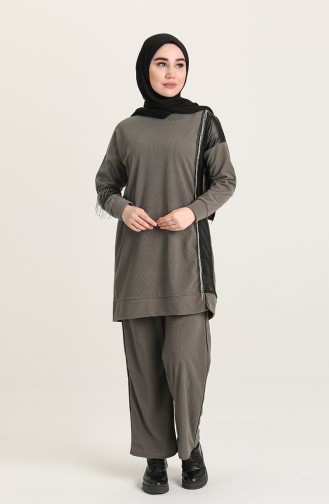 Fitilli Tunik Pantolon İkili Takım 20006-02 Gri