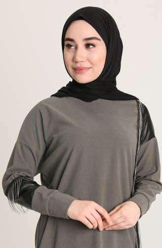 Fitilli Tunik Pantolon İkili Takım 20006-02 Gri