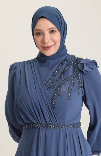 Indigo Hijab-Abendkleider 3408-07