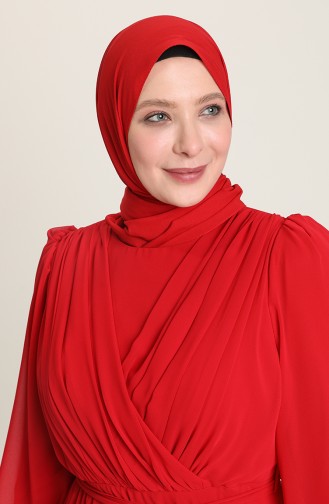 فساتين سهرة بتصميم اسلامي أحمر 6020-01