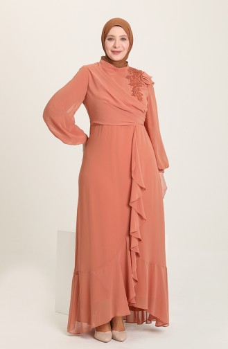 Onion Peel Hijab Evening Dress 6026-01