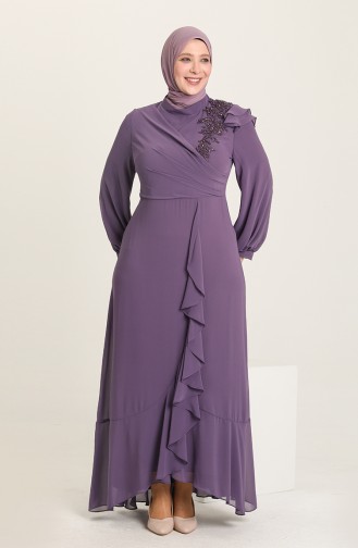 Violet Hijab Evening Dress 6026-04