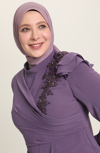 Violet Hijab Evening Dress 6026-04