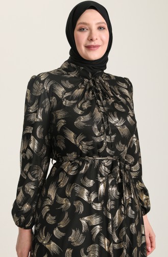 Gold Hijab Evening Dress 6028-01