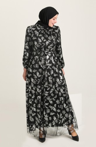 Silbergrau Hijab-Abendkleider 6028-02