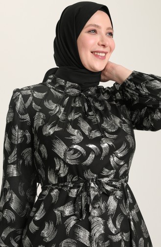 Silver Gray Hijab Evening Dress 6028-02