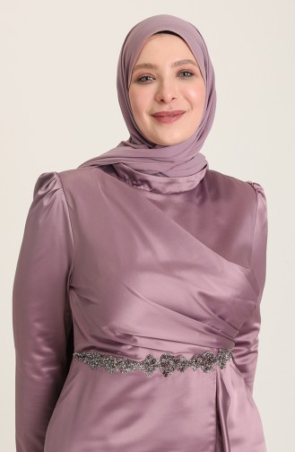 Violet Hijab Evening Dress 6029-04