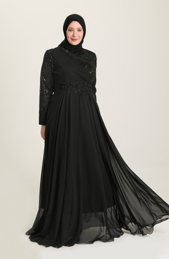 Schwarz Hijab-Abendkleider 6388-01