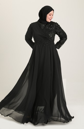 Schwarz Hijab-Abendkleider 6388-01