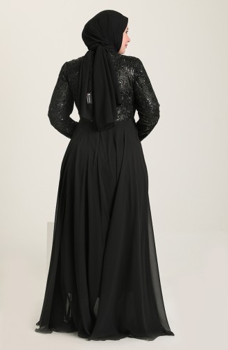 Schwarz Hijab-Abendkleider 6388-01