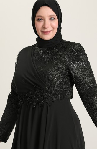 Schwarz Hijab-Abendkleider 6388-01