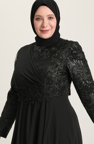 فساتين سهرة بتصميم اسلامي أسود 6388-01