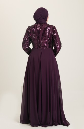 Plum Hijab Evening Dress 6388A-01