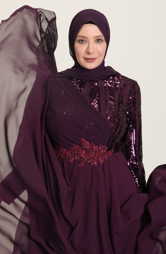 Zwetschge Hijab-Abendkleider 6388A-01