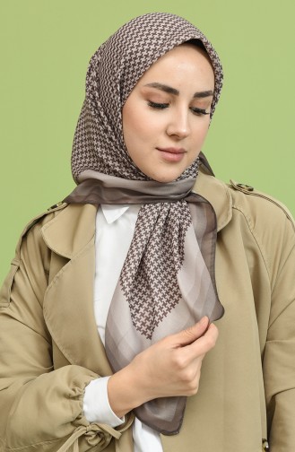 Karaca Dijital Baskı Twill Eşarp 90844-06 Kahverengi Taş