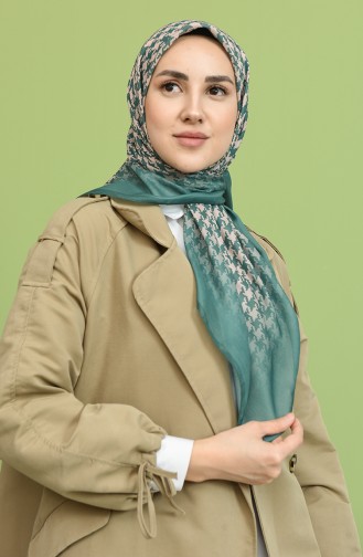 Karaca Dijital Baskı Twill Eşarp 90845-02 Zümrüt Yeşili Yeşil