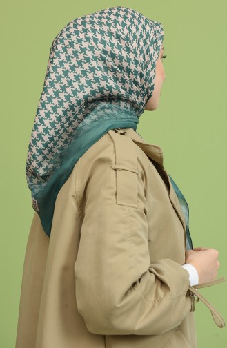 Karaca Dijital Baskı Twill Eşarp 90845-02 Zümrüt Yeşili Yeşil