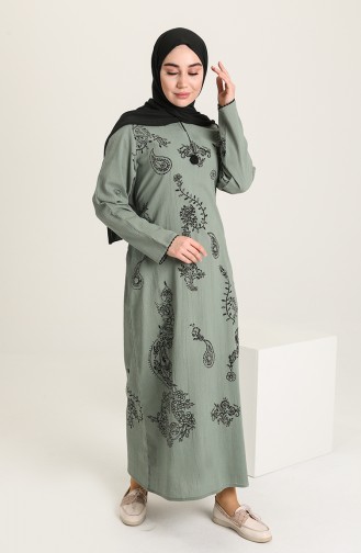 Hellkhaki grün Hijab Kleider 0444-08