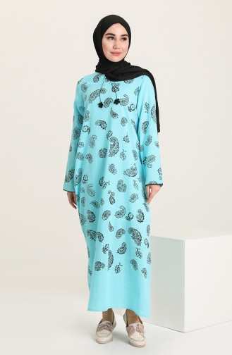 Minzenblau Hijab Kleider 5656-08