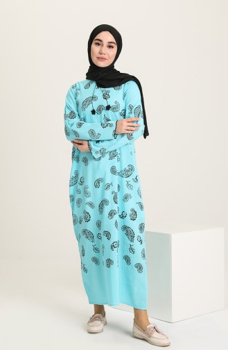 Minzenblau Hijab Kleider 5656-08