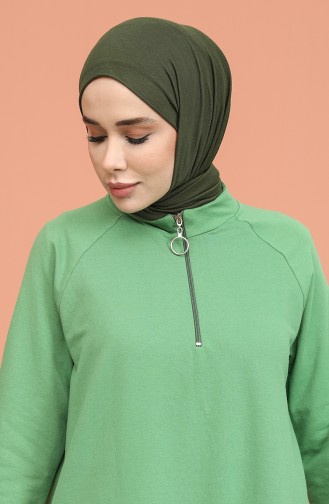 Fermuarlı Sweatshirt 3023-02 Fıstık Yeşili