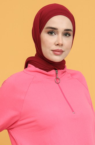 Fermuarlı Sweatshirt 3023-07 Fuşya