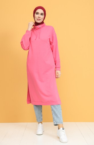 Kapüşonlu Sweatshirt 3024-08 Fuşya