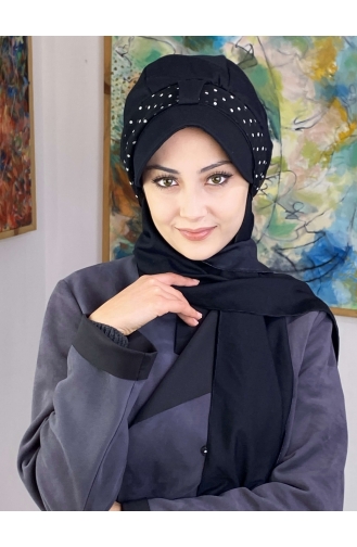 Black Ready to Wear Turban 827OCKTBRT-02