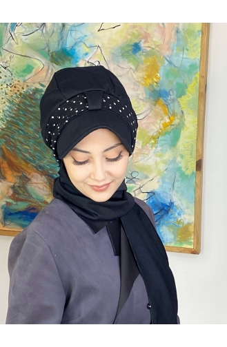 Black Ready to Wear Turban 827OCKTBRT-02