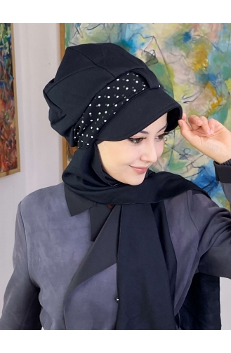 Black Ready to Wear Turban 827OCKTBRT-02