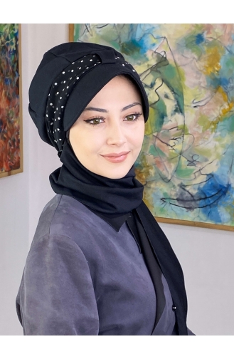 Black Ready to Wear Turban 827OCKTBRT-02