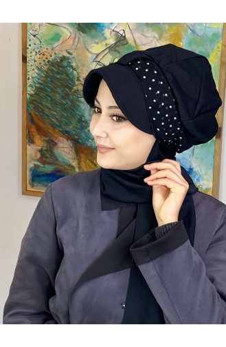 Black Ready to Wear Turban 827OCKTBRT-02