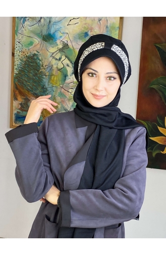 Black Ready to Wear Turban 827OCKTBRT-06