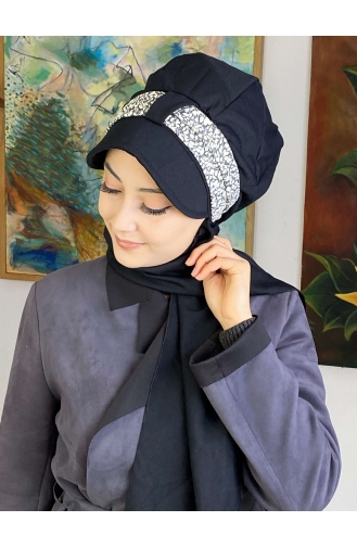 Black Ready to Wear Turban 827OCKTBRT-06