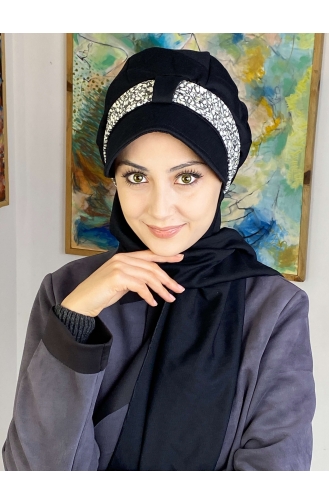 Black Ready to Wear Turban 827OCKTBRT-06