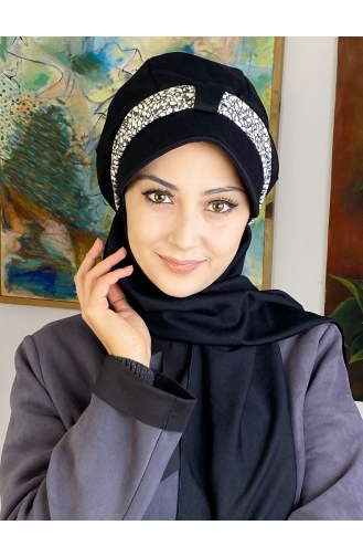 Black Ready to Wear Turban 827OCKTBRT-06