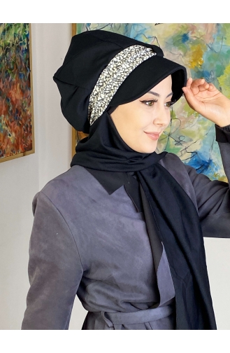 Black Ready to Wear Turban 827OCKTBRT-06