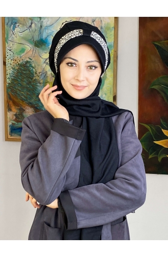 Black Ready to Wear Turban 827OCKTBRT-06