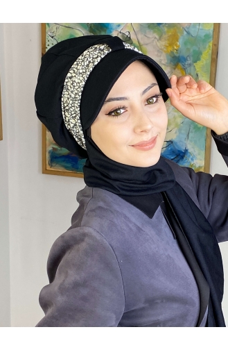 Black Ready to Wear Turban 827OCKTBRT-06