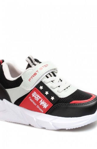Red Children`s Shoes 991XA1226.SIYAH KIRMIZI BUZ