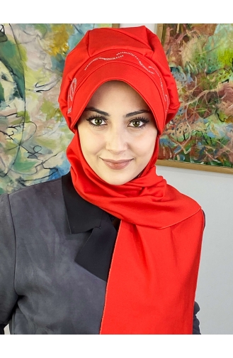 Granat-Blumen Praktischer Turban 2TŞŞAP27OCK-10