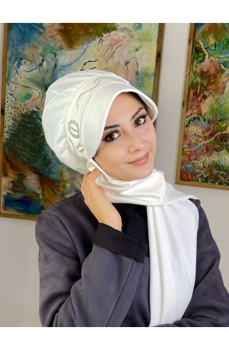 White Ready to Wear Turban 2TŞŞAP27OCK-05