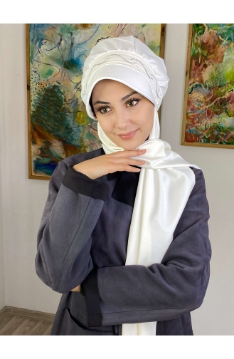 White Ready to Wear Turban 2TŞŞAP27OCK-05