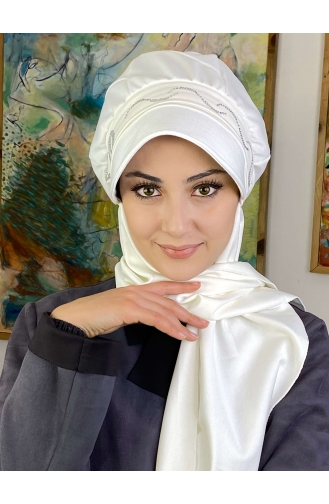 White Ready to Wear Turban 2TŞŞAP27OCK-05