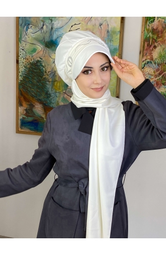 White Ready to Wear Turban 2TŞŞAP27OCK-05