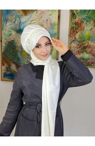 White Ready to Wear Turban 2TŞŞAP27OCK-05
