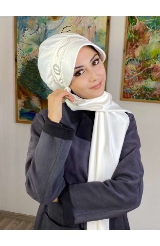 White Ready to Wear Turban 2TŞŞAP27OCK-05